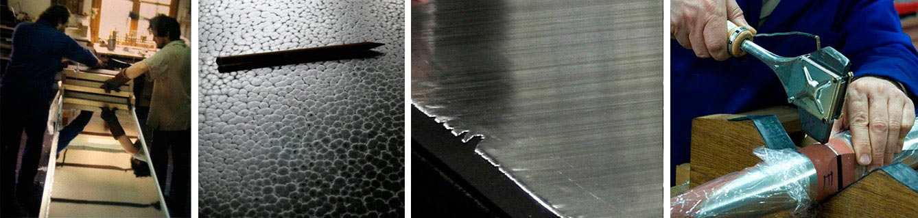 Fundición de las planchas de metal, labrado y construcción de tubería